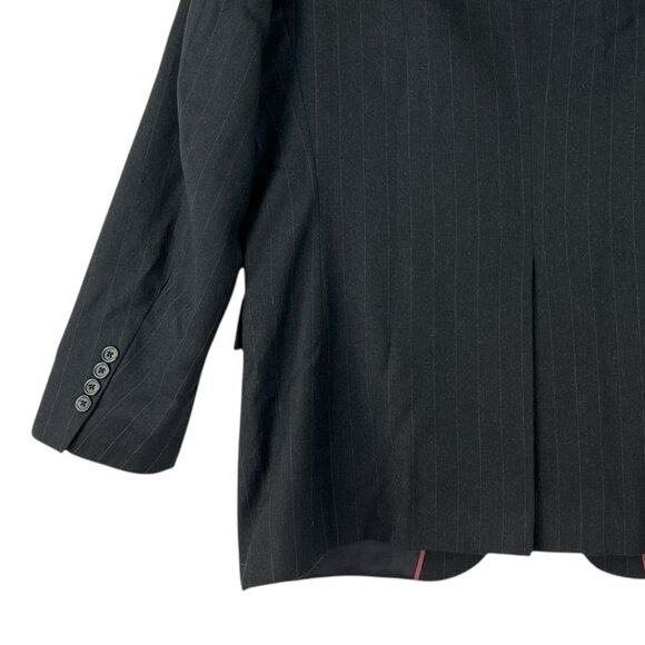 Wall Street Men's 100% Pure Wool Navy Blazer Sport Coat Size 42R Striped - Picture 6 of 12